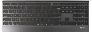 Toetsenbord Rapoo "E9500M" multimodus draadloos ultraslank, UI, Zwart