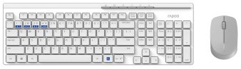Toetsenbord + muis Rapoo "8100M" multimodus draadloze desktop combo set, QWERTY, US, Wit