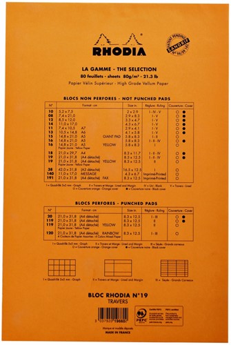 Schrijfblok Rhodia A4 80vel lijn oranje-2