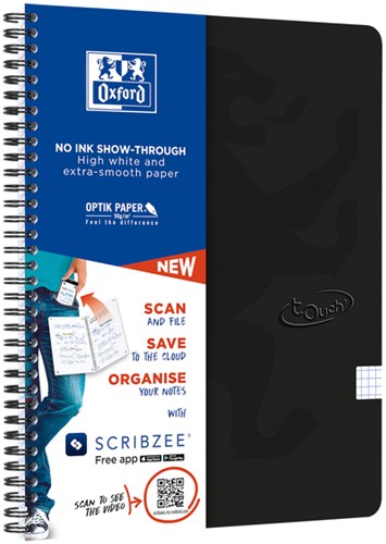 Spiraalblok Oxford Touch A4 ruit 5mm 70 vel zwart-3