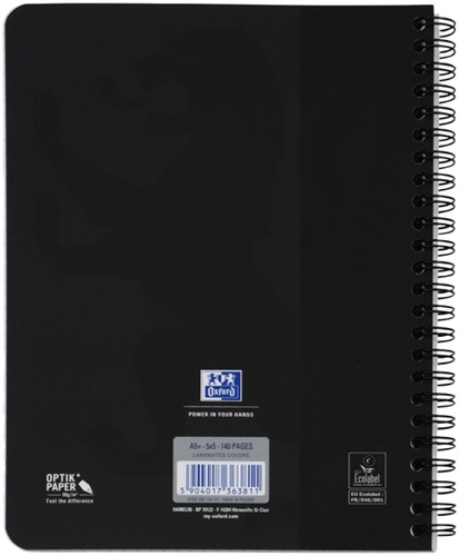Spiraalblok Oxford Touch A5 ruit 5mm 70 vel zwart-2