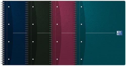 Collegeblok Oxford Essentials spiraal A4+ 90vel 4-gaats lijn ass.