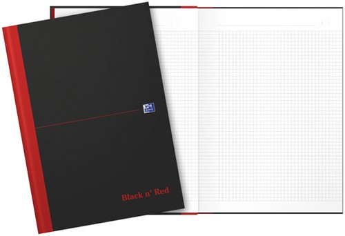 Notitieboek Oxford Black 'n Red A4 96vel ruit 5mm ass.-2