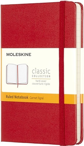 Notitieboek Moleskine lijn pocket rood 90x140mm