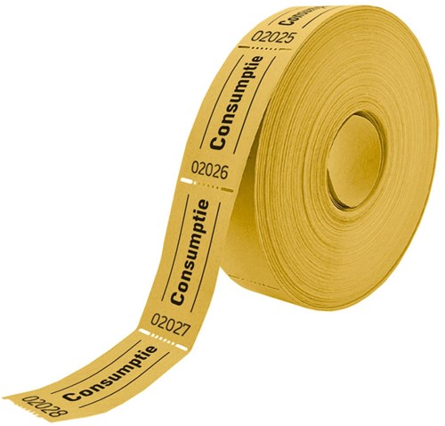 Consumptiebon 57x30mm 2-zijdig geel pk/2