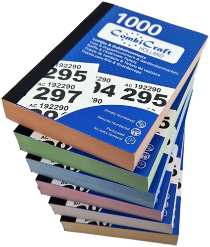 Nummerblok 1-1000 assorti pk/6