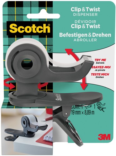 Dispenser clip Scotch + 1 rol 19mmx8,89m magic tape