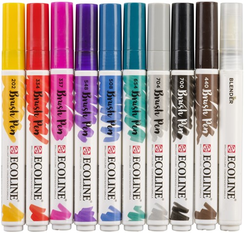 Brushpen Talens Ecoline Handlettering blister à 10 stuks assorti