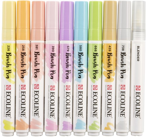 Brushpen Talens Ecoline Pastel blister à 10 stuks assorti