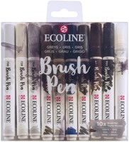 Brushpen Talens Ecoline Grijs blister à 10 stuks assorti-3