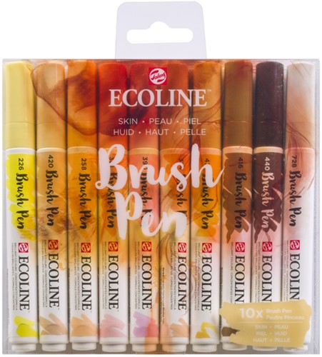 Brushpen Talens Ecoline Huid blister à 10 stuks assorti-3