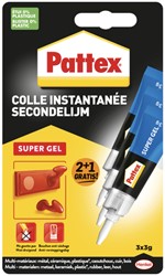 Secondelijm Pattex super gel 3gr 2+1 gratis
