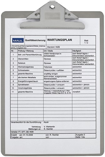 Klembord MAUL A4 staand klem en bord RVS-3