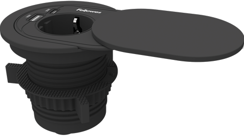 Elektrificatie inbouwunit Fellowes Power Spot Type F zwart  - 1x 230V - 1x USB A - 1x USB C 