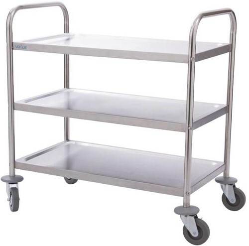 Serveerwagen RVS 710x405x810mm 3 bladen