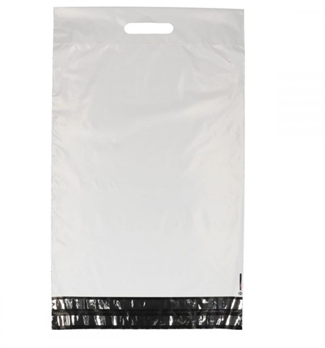 Verzendzak LDPE 350x450 + 70 + 60mm dubbele plakstrip met handgreep ds/500