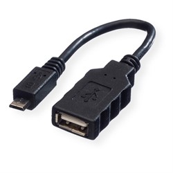 Kabel USB 2.0, USB A Female - Micro USB B Male, OTG, 0,15 m 