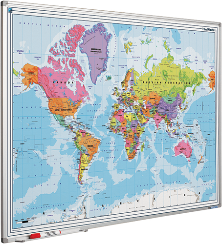 Landkaart Smit Visual whiteboard 'Wereld' 90x120cm