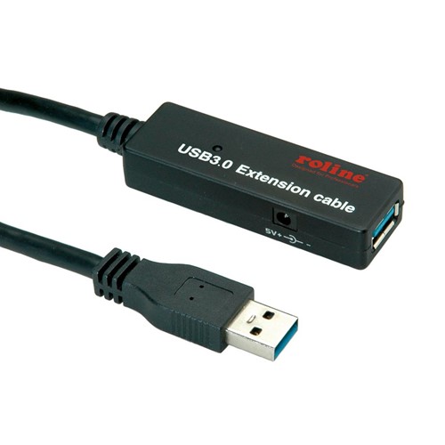 Kabel Roline USB 3.2 A-A verleng 10 meter + versterker zwart 