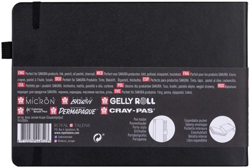 Schetsboek Sakura 80 witte vellen 140gr 210x148mm zwart-2