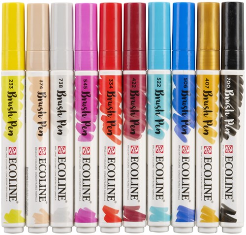 Brushpen Talens Ecoline set à 10 stuks mode