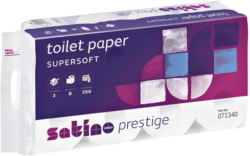 Toiletpapier Satino Prestige 3-laags 250vel wit 8rollen