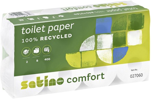 Toiletpapier Satino Comfort 2-laags 400vel wit 8rollen