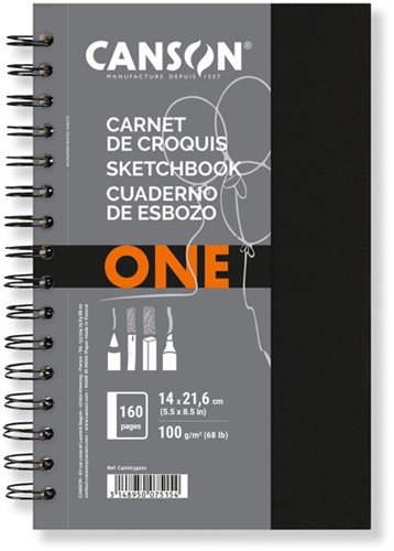 Tekenboek Canson One 14x21.6cm 80v 100gr spiraal
