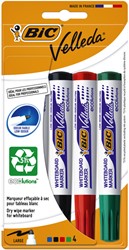 Whiteboardmarker Bic Velleda 1704 rond large assorti blister à 4 stuks