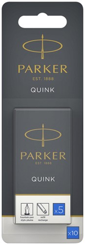 Inktpatroon Parker Quink uitwisbaar blauw blister à 10 stuks