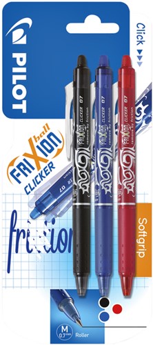Rollerpen Pilot Frixion clicker 0.35mm pk/3 assorti 