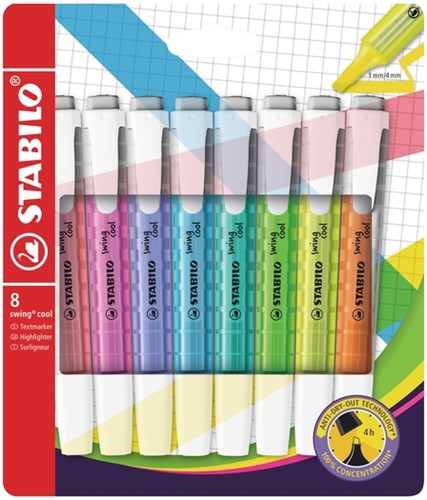 Markeerstift STABILO Swing Cool etui à 8 kleuren