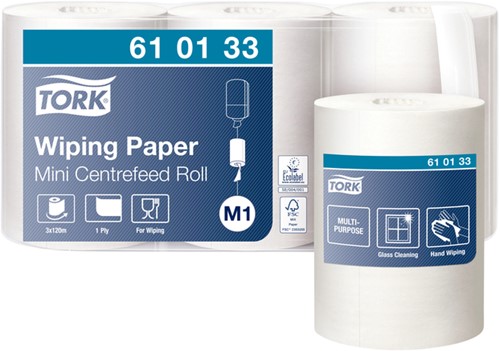 Poetsrol Tork M1 610133 Advanced 1laags 21.5x120m 3rollen wit