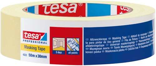 Afplaktape Tesa 4323 universeel 19mmx50m