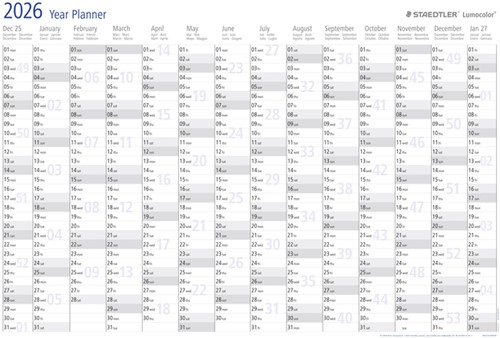 Jaarplanner 2025 Staedtler Lumocolor 84x60cm oprolbaar