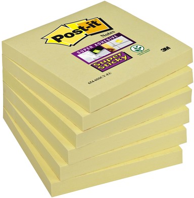 Post-it memoblokje  76x 76mm 654-6SSY Super Sticky geel