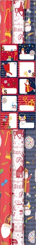 Inpakpapier sint 200x70cm set à 3 rollen + stickervel assorti-3