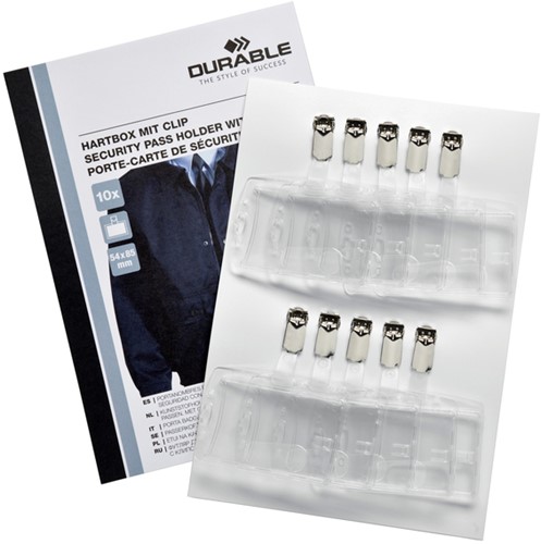 Veiligheidspashouder Durable Security met clip 54x85mm set à 10stuks