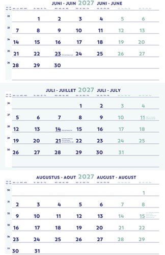 3-Maandkalender 2027 Brepols 30x43cm