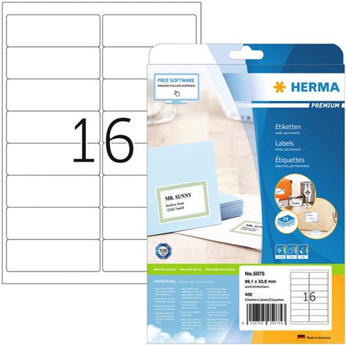 Etiket A4  99,1x 33,8mm Herma 5075 Premium ds/400