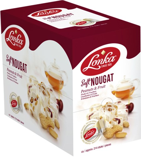 Nougat Lonka pinda vrucht per stuk verpakt 12gr ds/214