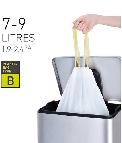 Afvalzak EKO met  trekband 7-9 liter type B wit rol/25