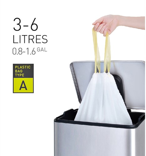 Afvalzak EKO met  trekband 3-6 liter  type A wit rol/30