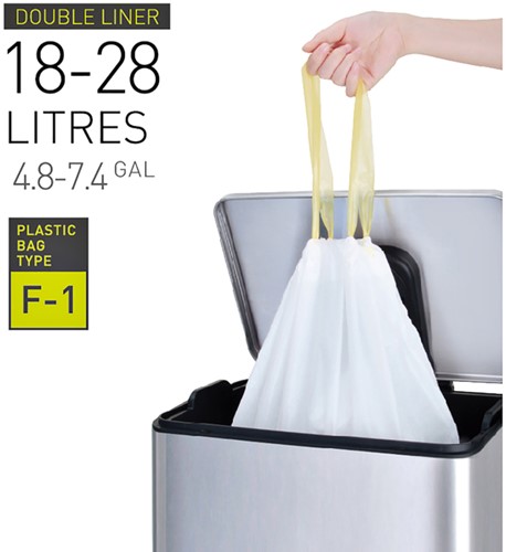 Afvalzak EKO met  trekband wit 18-28 liter type F1 rol/20