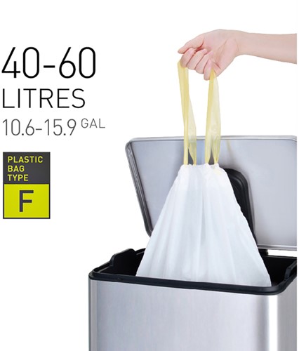 Afvalzak EKO met  trekband 40-60 liter type F wit rol/12