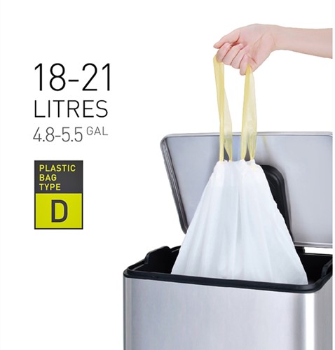Afvalzak EKO met  trekband 18-21 liter  type D wit rol/20