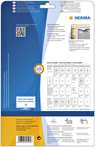 Etiket A4  97x 42,3mm Herma 4595 PP weerbestendig inkjet ds/120-2