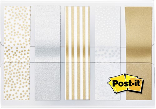 Indextabs 3M Post-it 684 12mmx43mm metallic motief goud zilver