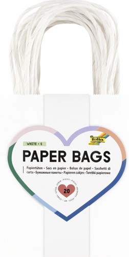 Papieren zakjes met handvat 110g/m² 120x150x55mm kraft wit set à 20 stuks