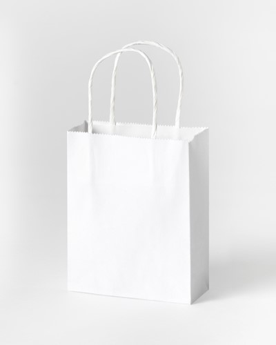 Papieren zakjes met handvat 110g/m² 120x150x55mm kraft wit set à 20 stuks-2